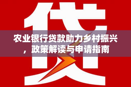 龙湾农业银行贷款助力乡村振兴，政策解读与申请指南
